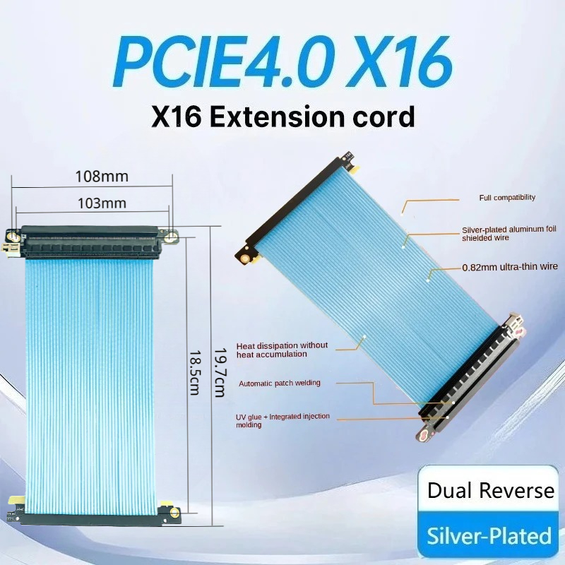 Itx Gpu Riser Pcie 4.0 16X - Cable elevador Pcie 4,0 inverso Dual,