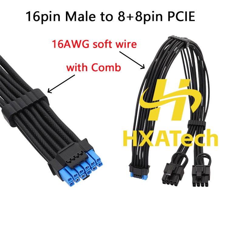 Dual 8Pin To 16Pin 12Vhpwr Cable - Cable de alimentación para tarjeta de
