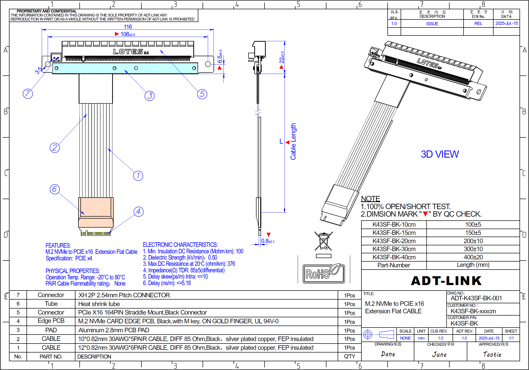 Cable Riser ADT-LINK M.2 NGFF  - Pcie 5.0 Gpu Riser Cable reseña y precio